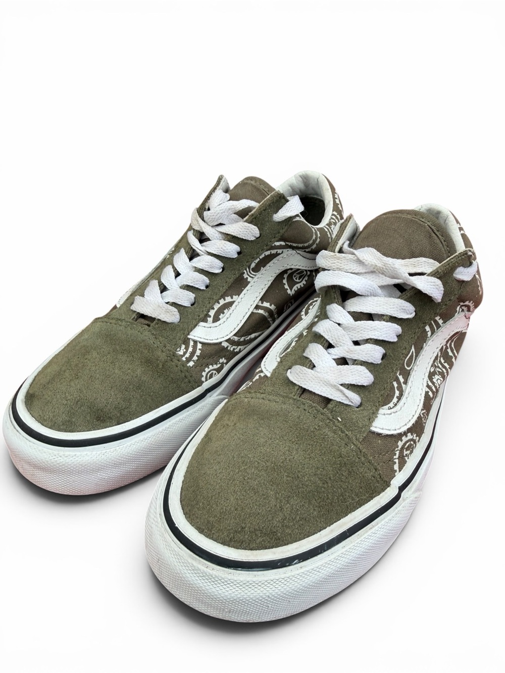 Vans Old Skool Paisley Sneakers Olive Brown White Women’s 6